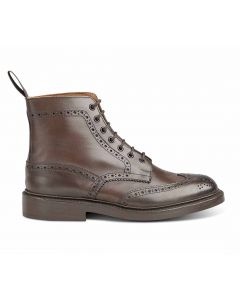 Trickers Stow Brogue Lace Up boots-Espresso Burnished-6-Double leather sole